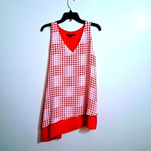 Nwt Women's Zac& Racheal Sleeveless Hi-low Tunic Red ginger & White Design Sz L